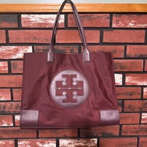 Tory Burch Burgundy Tote Bag with Logo